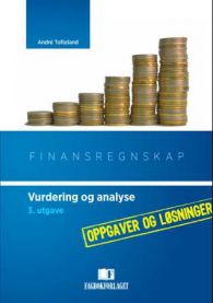 Bilde av finansregnskap vurdering og analyse fra Fagbokforlaget, med diagrammer og regneark på skjermen.