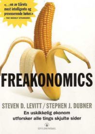 Bokomslag for Freakonomics (Pocket) av Gyldendal, om økonomi, finans og næringsliv med utforsking av skjulte sider.