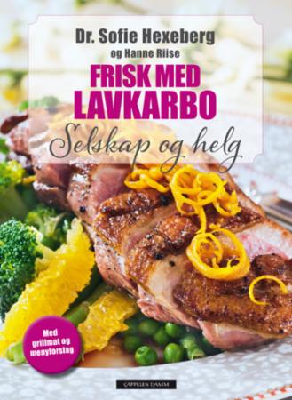 Bokomslag for "Frisk med lavkarbo" av Cappelen Damm AS, en innbundet bok om lavkarbo mat og drikke.