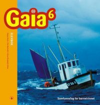 Bilde av Gaia 6 samfunnsfag lærebok for barneskolen, utgitt av Gyldendal, vises med bokomslag og tittel.