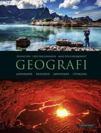Geografi VGS lærebok fra Cappelen Damm med kart og illustrasjoner på forsiden