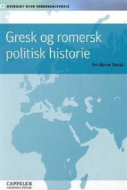 Bilde av boken "Gresk og romersk politisk historie" fra Cappelen, viser historisk innhold om antikkens politikk.