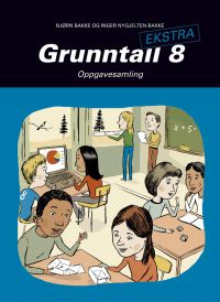 Utdanningsbok fra Elektronisk undervisningsforlag med Grunntall 8 oppgavesamling, viser bokrygg og forsiden av skolebøker.