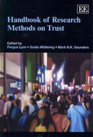 Bokomslag for "Handbook of Research Methods on Trust" av Edward Elgar Publishing, viser en pocketreferansebok om tillit og forskningsmetoder