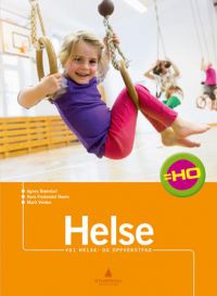 Illustrasjon av helse- og oppvekstfagbok for VGS fra Gyldendal, med fokus på helse og omsorg.