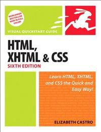 Viser omslaget til "HTML, XHTML og CSS, sjette utgave" pocket guide fra Pearson, for data- og informasjonsteknologi.