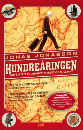 Bokomslag for "Hundreåringen som klatret ut gjennom vinduet og forsvant" av Forlaget Vigmostad & Bjørke AS, pocketutgave.
