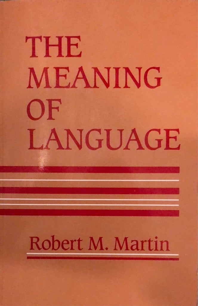 Bok: "Meaning of Language" av Bokia.no, innbundet utgave med tittel og forfatter på forsiden, vises i bilde.