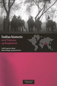 Bokomslag for "Indias historie med Pakistan og Bangladesh" av Cappelen Damm, viser historiske kart og India-kart.