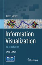 Bilde av boken "Information Visualization" av Bokia.no, viser forsiden med grafiske illustrasjoner av datavisualisering.