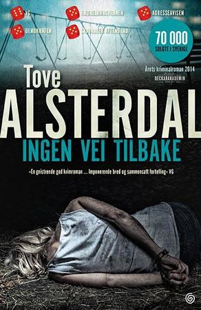 Innbundet kriminalroman "Ingen vei tilbake" fra Kagge, viser bokomslag med mørk design og tittel i gullskrift.