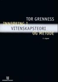 Bilde av boken "Innføring i vitenskapsteori og metode" fra Universitetsforlaget, med tittel og forsideillustrasjon.