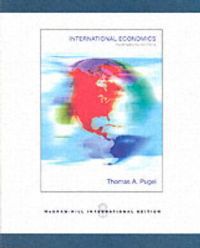Bokomslag for "International Economics" av McGraw-Hill, pocketutgave, med økonomiske diagrammer og verdenskart på forsiden.