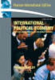 Bokomslag for "International Political Economy" av Pearson, viser en global økonomi med politiske interesser og institusjoner.