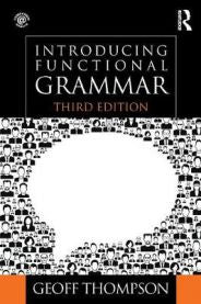Bokomslag for "Introducing Functional Grammar" fra Taylor & Francis, viser tittelen og en enkel grafisk design.