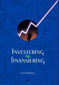 Bilde av boka "Investering og finansiering" fra Gyldendal, som viser en åpen bok med finansrelatert innhold og diagrammer.