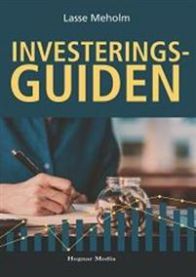 Bokomslag for Investeringsguiden i finans, utgitt av Hegnar Media, viser en åpen bok med finansdiagrammer og notater