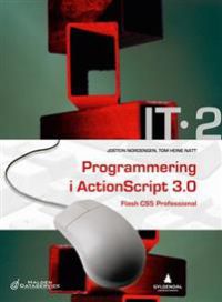 VGS-bok om programmering i ActionScript 3.0 for Flash CS5 profesjonell av Gyldendal, viser bokomslag med kode og skjermbilde