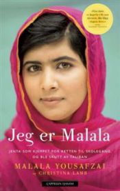 Bokomslag for "Jeg er Malala", en biografi om Malala Yousafzai, med bilde av henne som ungdom i blå hijab og smil.