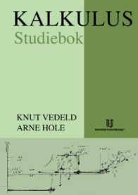 Kalkulus studie- og lærebok fra Universitetsforlaget for matematikk og naturvitenskap, vist med åpen bok og notatpapir.