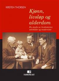 Bokomslag for "Kjønn, livsløp og alderdom" innen sosiologi, med tittel og forlagsinformasjon, viser en abstrakt illustrasjon.