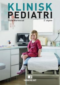 Bilde av klinisk pediatri sykepleie bok fra Fagbokforlaget, viser bokomslag med medisinske illustrasjoner og tekst.