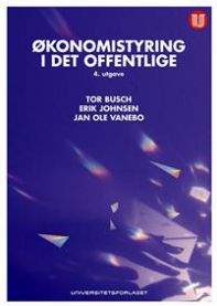 Bilde av boken "Økonomistyring i det offentlige" fra Universitetsforlaget, viser bokomslag med tittel og design.