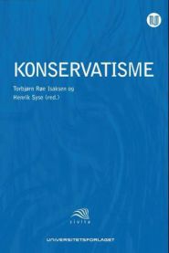 Bilde av en bok om konservatisme, en filosofisk tema utgitt av Universitetsforlaget, med en typisk bokomslagdesign.