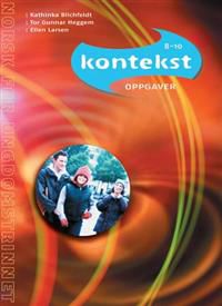 Kontekst 8-10 oppgavebok fra Gyldendal, skolebok med oppgaver for elever i ungdomsskolen, viser bokens omslag.