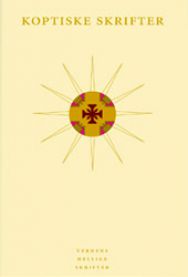 Koptiske skrifter i innbundet utgave, religiøst manuskript med tradisjonelle koptiske symboler og skrift.