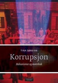 Boken "Korrupsjon: mekanismer og mottiltak" av Cappelen Damm, viser bokomslag med fokus på korrupsjonsmekanismer og mottiltak