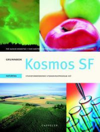 Bilde av Cappelen Kosmos SF grunnbok for videregående skole, med åpen side som viser tekst og illustrasjoner.