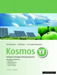 Kosmos YF naturfag lærebok for yrkesfaglige utdanningsprogrammer fra Cappelen Damm, viser bokomslag og faglige illustrasjoner.