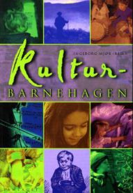 Pedagogikk-bok om Kulturbarnehagen av Samlaget, vises med åpen bok og barneillustrasjoner på forsiden.