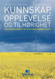 Bokomslag for "Kunnskap, opplevelse og tilhørighet" om religion, utgitt av Fagbokforlaget, viser en illustrasjon knyttet til kirkens trosopplæring.