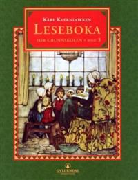 Lesebok for grunnskolen, barneskole, Gyldendal, side 3, åpen bok med tekst og illustrasjoner, brukt i grunnskoleundervisning