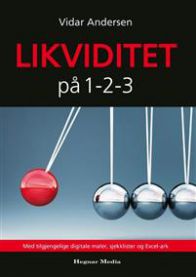 Økonomi- og finansbok "Likviditet på 1-2-3" fra Hegnar Media, viser bokomslag med økonomi- og næringslivstema.