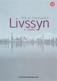 Bok om livssyn fra Universitetsforlaget, åpen side med illustrasjoner og tekst om ulike livssynsfilosofier.