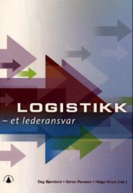 Bokomslag for "Logistikk: et lederansvar" av Gyldendal, med tittel og forfatter, designet i blått og hvitt.