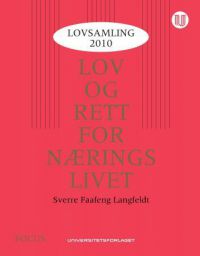 Bokomslag for "Lov og rett for næringslivet", en juridisk bok fra Universitetsforlaget med samling av lover for næringslivet.