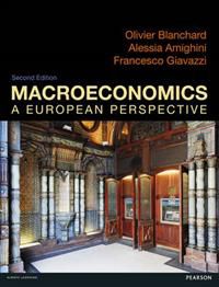 Bokomslag for Macroeconomics: A European Perspective av Pearson, samfunnsøkonomi med diagrammer og europeiske økonomiske temaer