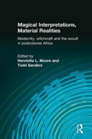 Bokomslag for "Magical Interpretations, Material Realities" innen religion, utgitt av Taylor & Francis, med fargerikt design og tittel.