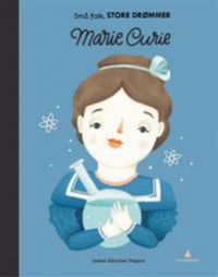 Bilde av barnebok om Marie Curie, innbundet utgave fra Gyldendal, viser en illustrasjon av den berømte vitenskapskvinnen.
