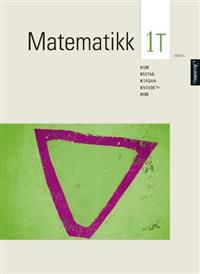 Nærbilde av Matematikk 1T lærebok for videregående skole fra Aschehoug, med svart og hvitt omslag og matematikkillustrasjoner