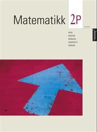 Matematikk 2P lærebok for videregående skole fra Aschehoug, vises med åpen bok og sideinnhold.