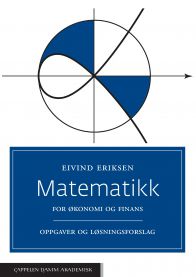 Bilde av lærebok i matematikk for økonomi og finans fra Cappelen Damm, med fokus på finansmatematikk og grafiske elementer