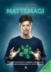 Mattemagi pocket paperback fra Kagge med matematiske og vitenskapelige øvelser, vises med åpen bok og illustrasjoner.