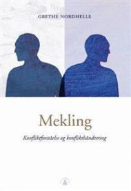 Pedagogikkbok om mekling, konfliktforståelse og konflikthåndtering med Gyldendal, viser boken med åpen side og konfliktillustrasjon