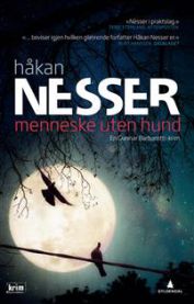 Innbundet roman "Menneske uten hund" av Gyldendal, viser omslagsillustrasjon med tittel og forfatter.