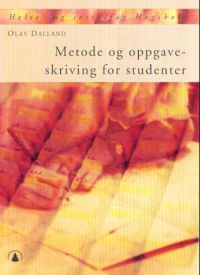 Bilde av bokomslag for "Metode og oppgaveskriving for studenter" av Gyldendal, som viser en åpen bok og notatpapir.